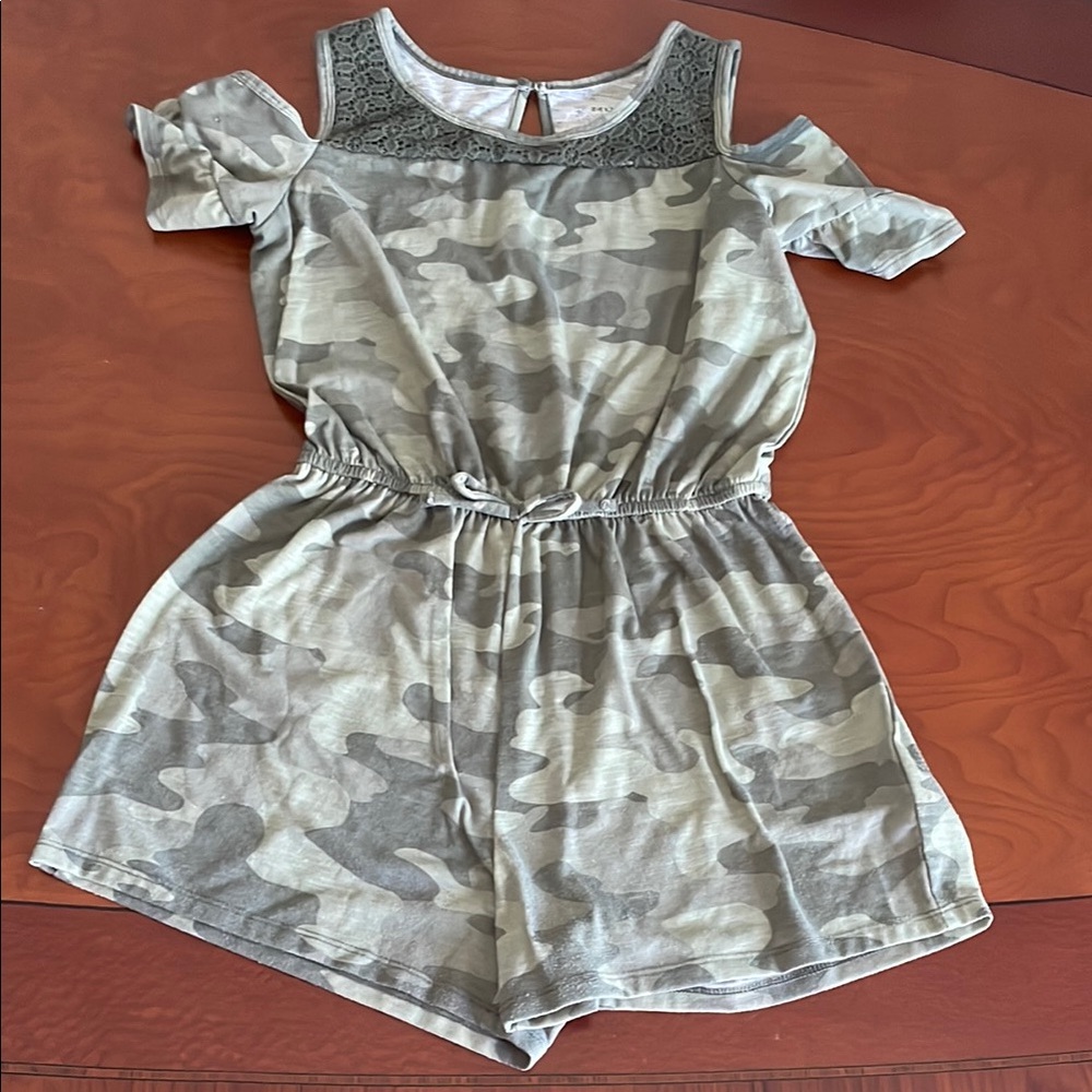 Mudd Gray and Green Jumpsuit with Camouflage Pattern